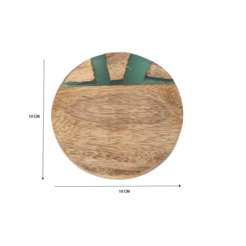 Handcrafted Coastal Finish 4pc Coaster Set w Tie 10cm - Image 5