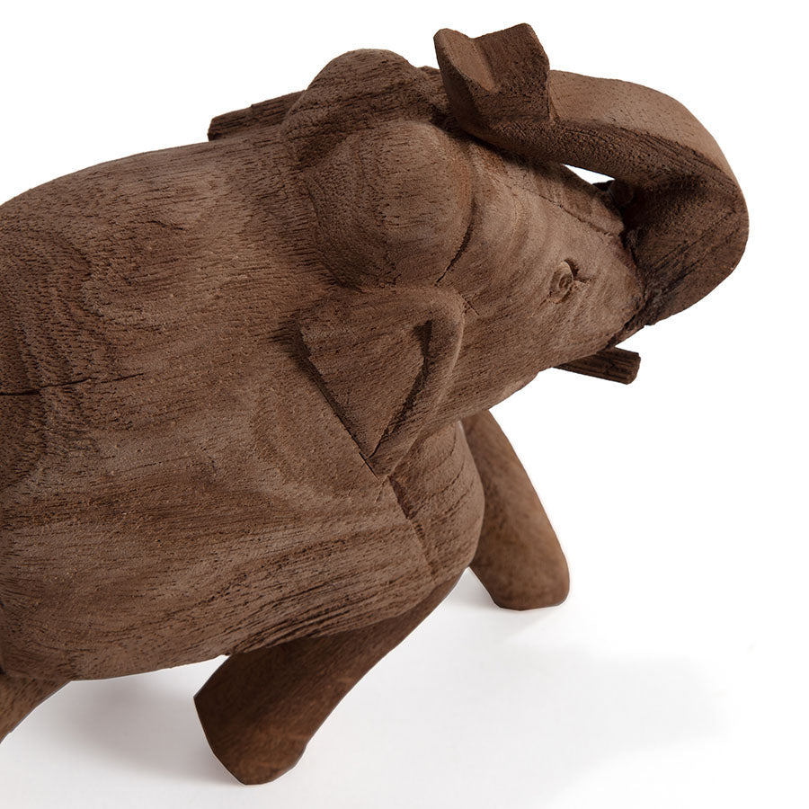 Cracked Finish Mango Wood Elephant 18cm