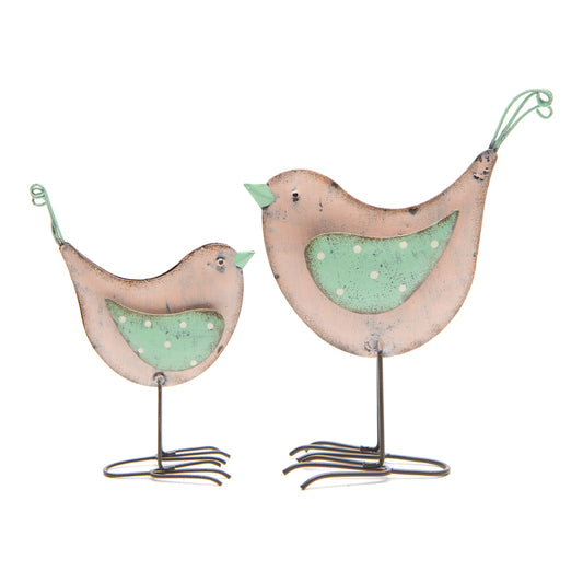 Set 2 Mum & Baby Blush Birds Statue 15x17cm - Image 2
