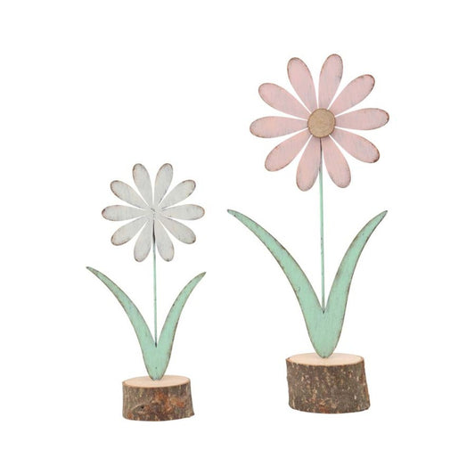 Set 2 Asst Pastel Flowers on Base Ornament 31cm - Image 2