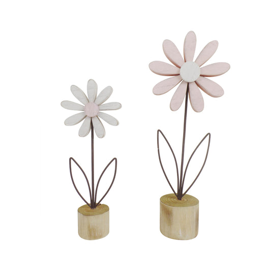 Set 2 Asst Pastel & Rust Flowers on Base 36cm - Image 2