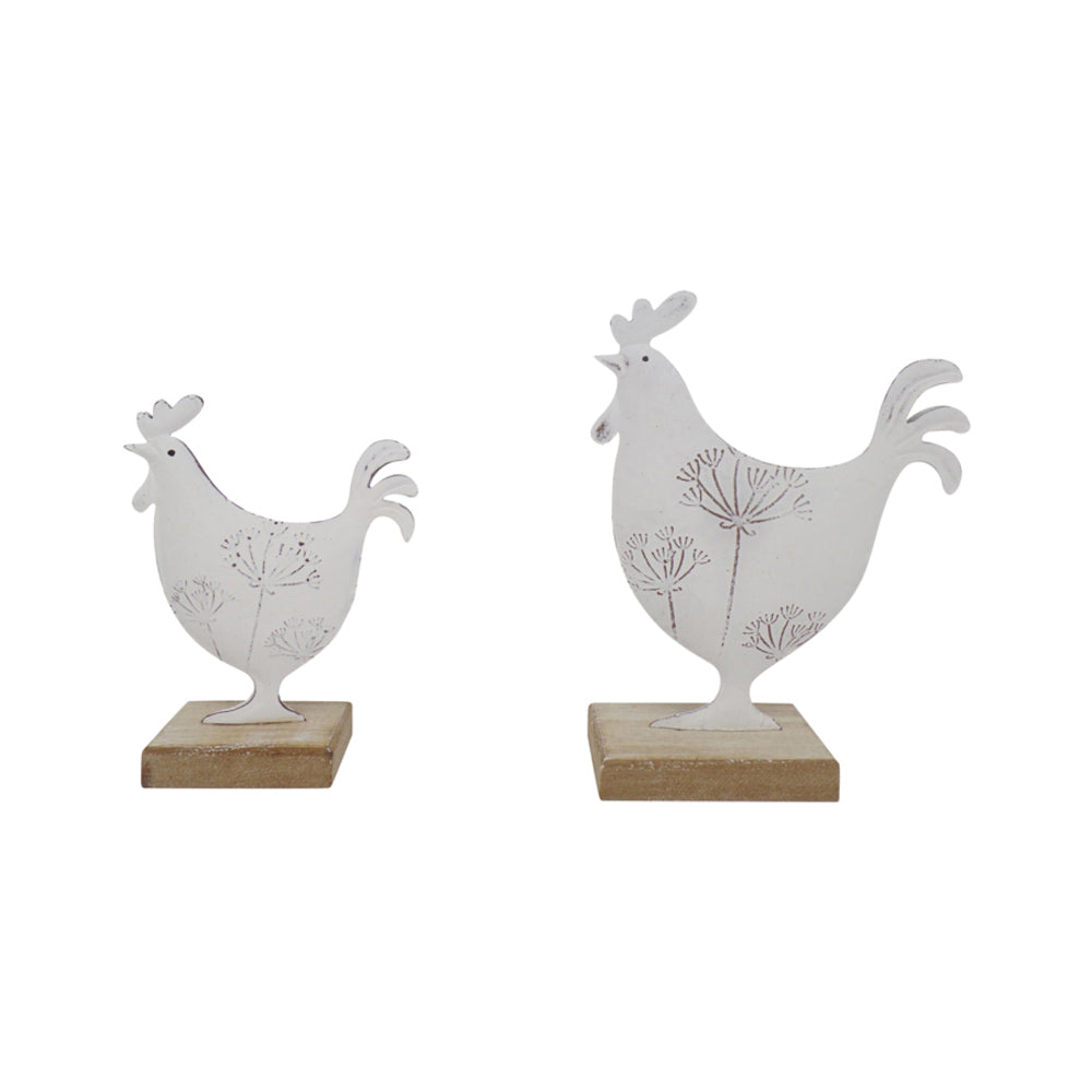 Set 2 Dad & Son French Country Roosters on Base 19cm - Image 2
