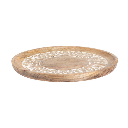 Handcrafted Round Carved Platter Tray 30cm - Image 2