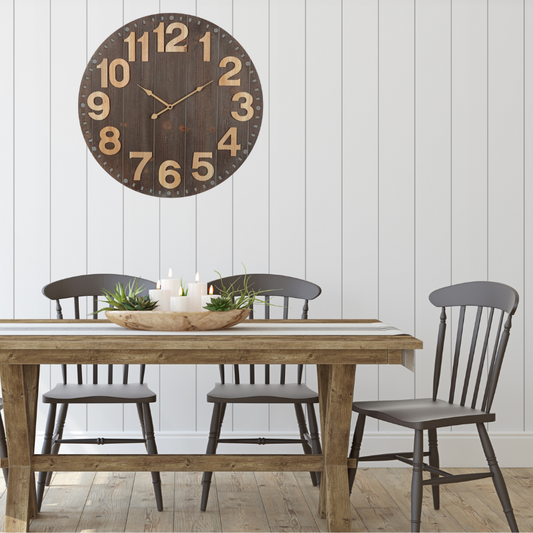 Emporium Slatted Aged Wall Clock 60cm - Image 2