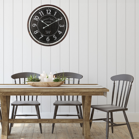 Distressed Monochrome Glass-Front Wall Clock 70cm - Image 2