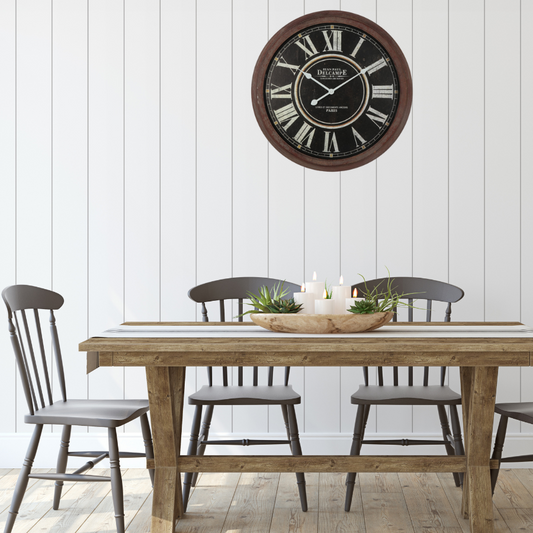 Vintage-Style 'Delcampe' Glass-Front Wall Clock 70cm - Image 2