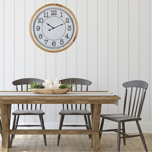 Distressed Nordic Glass-Front Wall Clock 60cm - Image 2