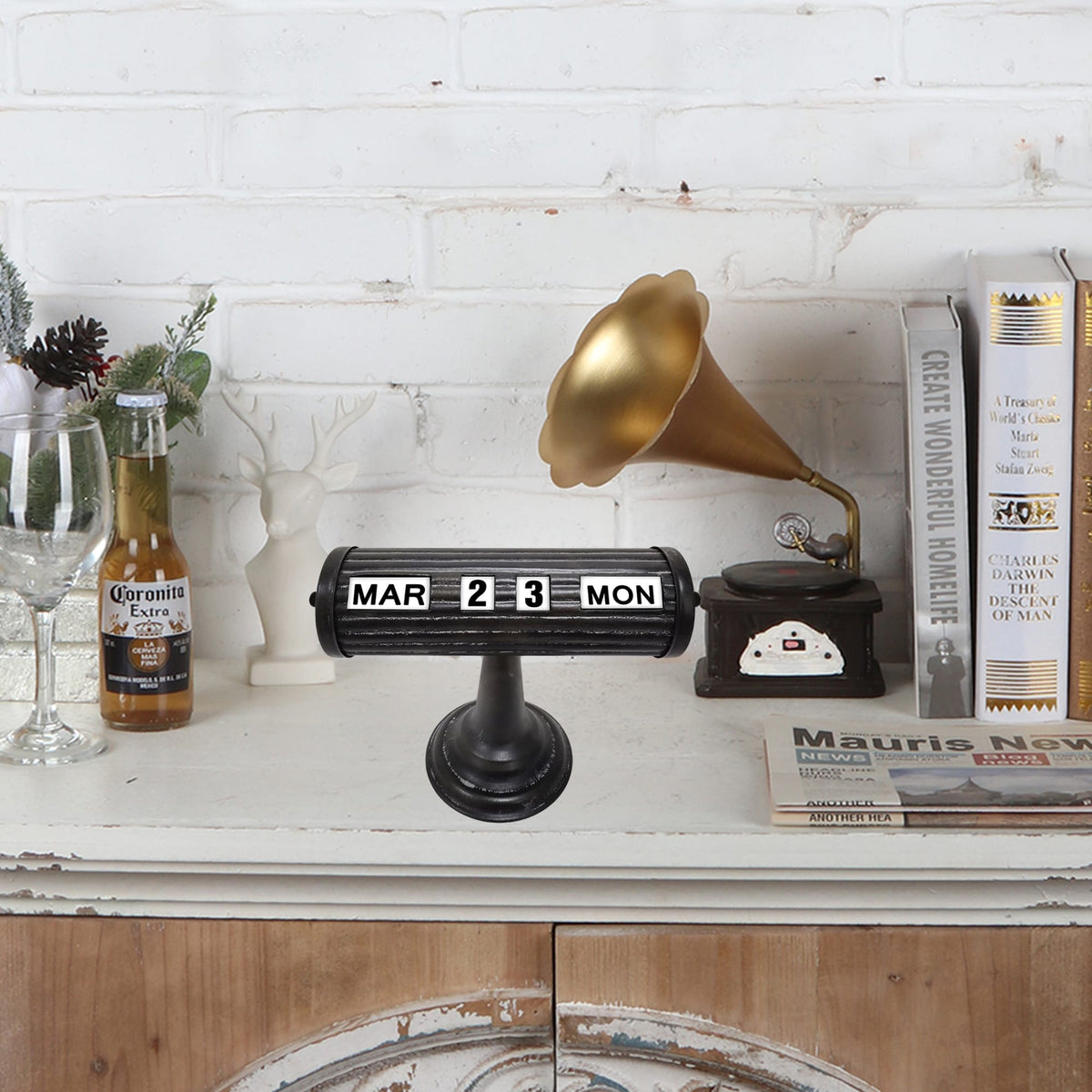 Vintage Style Black Table Top Calendar 24x18cm - Image 5