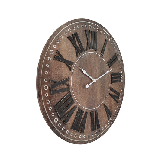 Rustic W Black Roman Numeral Wall Clock 60cm - Image 2