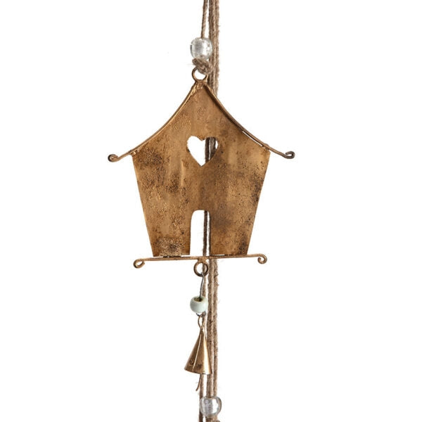 Handcrafted Houses w Bells Hanging Mobile 145cm - Image 4