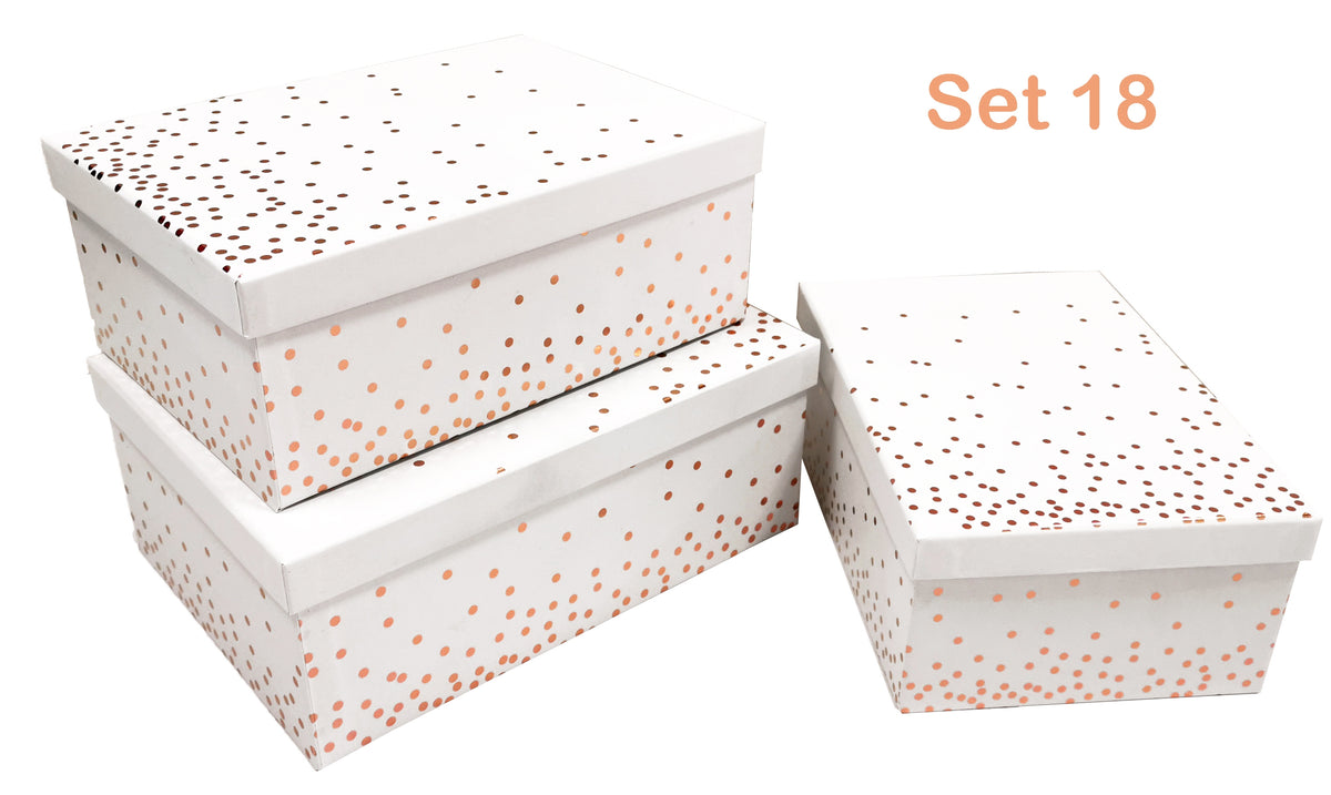 Bulk 2 White Gift Box Foiled Confetti set18 43x34x16cm