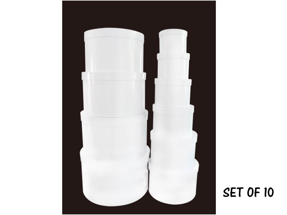 Bulk 2 Round White Gift Boxes Set Of 10 42x25cm