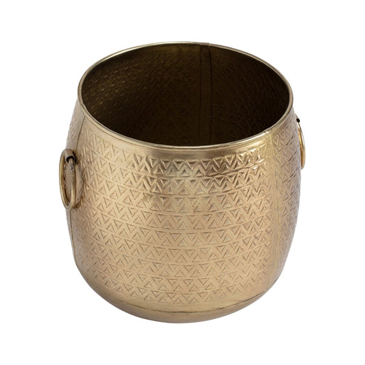 Handcrafted Pressed Metal Antique Gold Planter 20cm - Image 2