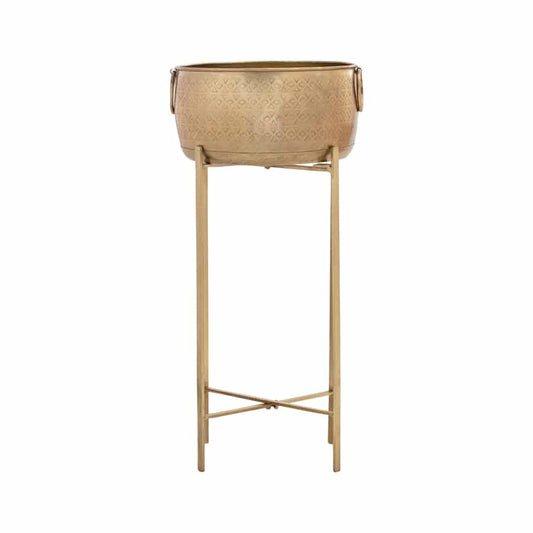 Handcrafted Antique Gold Stilted Planter 63cm - Image 2