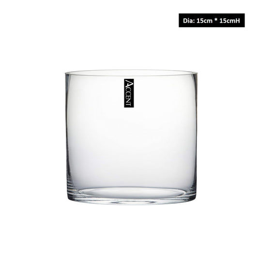bulk 6 Glass Cylinder Decorative Vase 15cm
