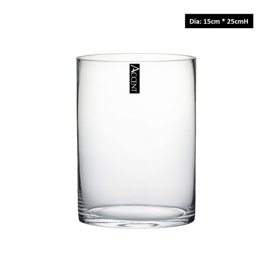 bulk 6 Glass Cylinder Decorative Vase 25cm