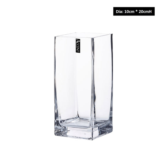 bulk 12 Glass Decorative Square Vase 20cm