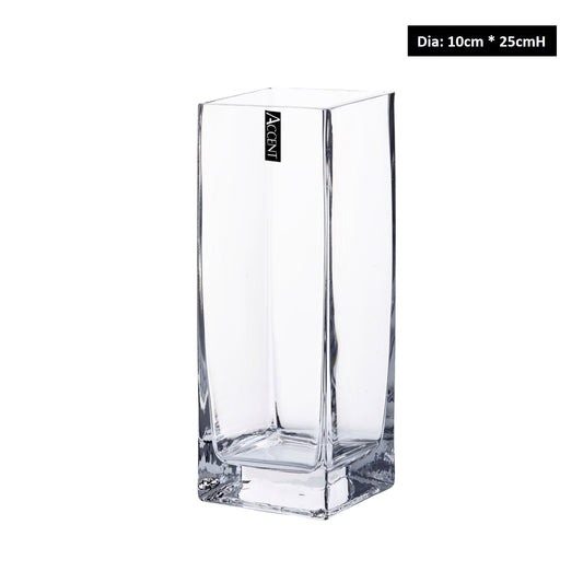 bulk 12 Glass Square Vase 25cm