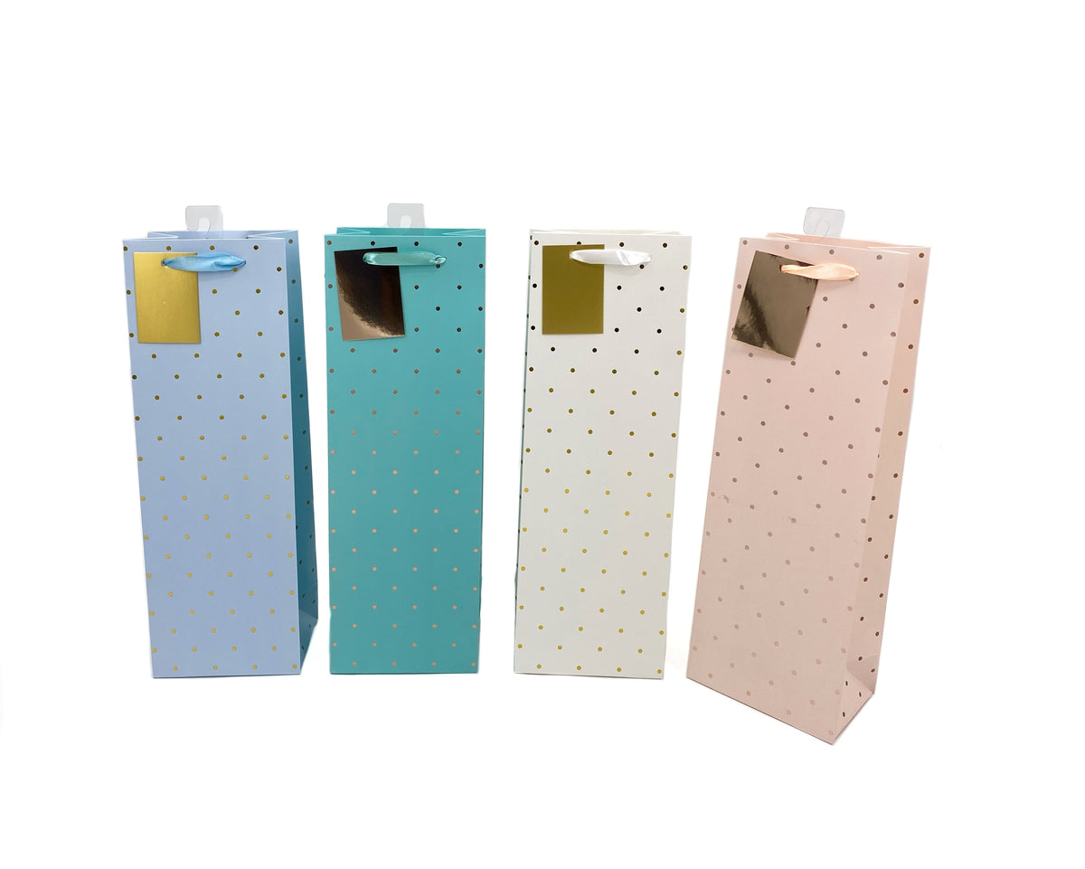 bulk 24 Foil Dot Bottle Gift Bag Assorted 36cm