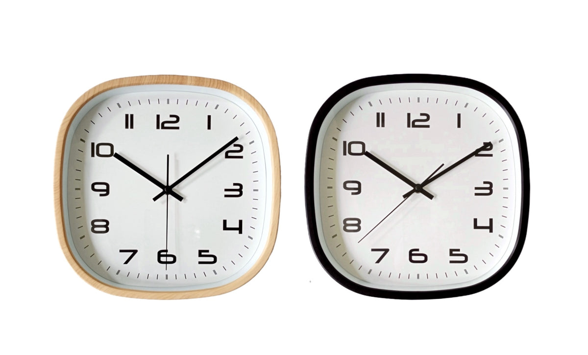 Bulk 10 Round Square 30cm Wall Clock 2 Asst