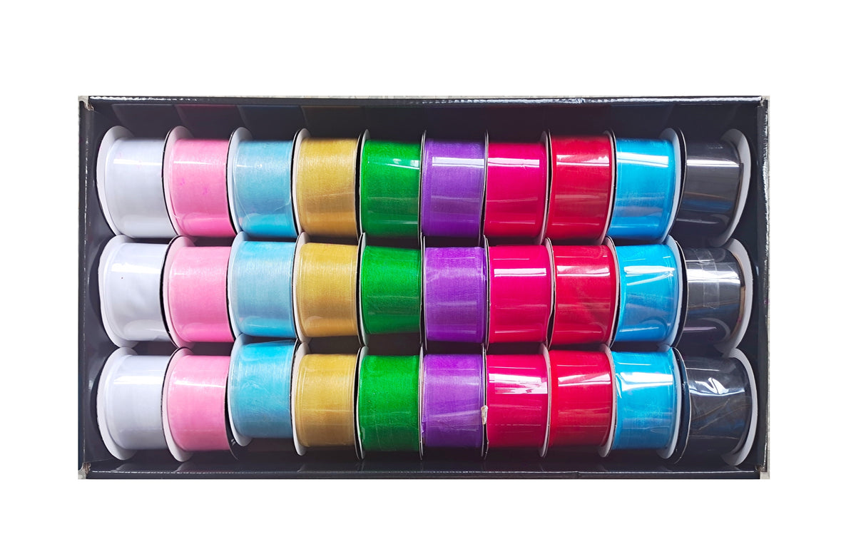 bulk 30 Roll Ribbon Sheer 3mtr 38mm Displayed Box