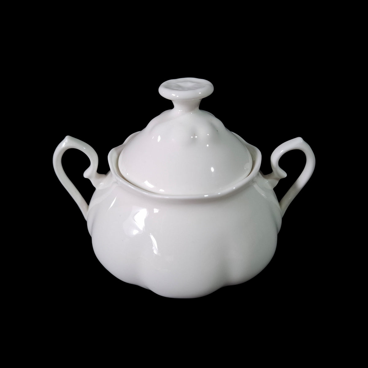 Bulk 12 White Fine Bone China Embossed Sugar Pot 400ml