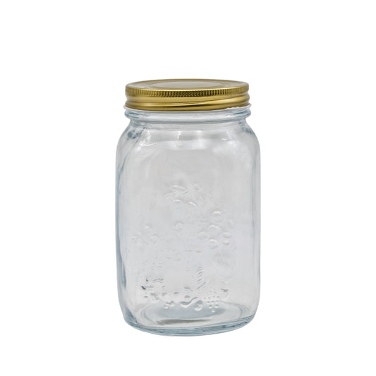 bulk 18 Glass Jar w/ Metal Lid 1000ml Canister 16cm