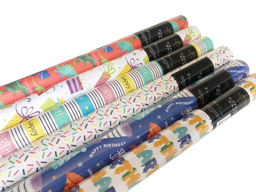 Bulk 50 Happy Birthday Gift Wrap 70cmx3m 38mm Core