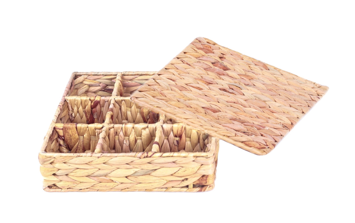 bulk 4 Natural Water Hyacinth Tea Box w/ Lid 24cm