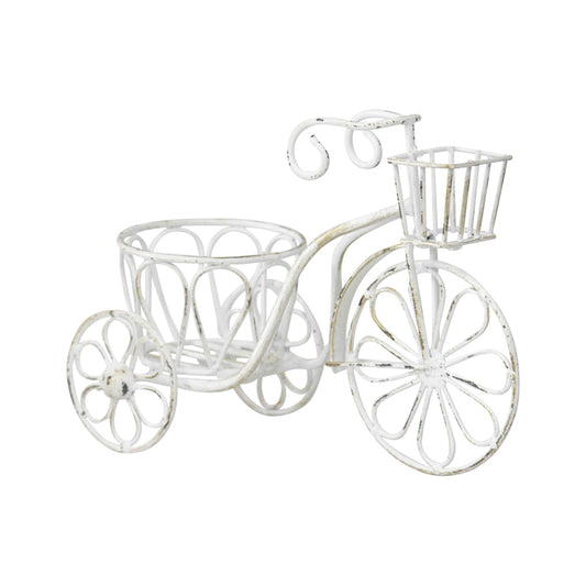 Distressed White Small Bicycle Planter 25x18cm - Image 2