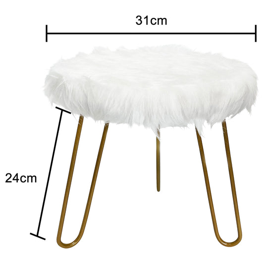 Faux Fur Shaggy White 3 Legged Child Stool / Footstool 30cm - Image 2