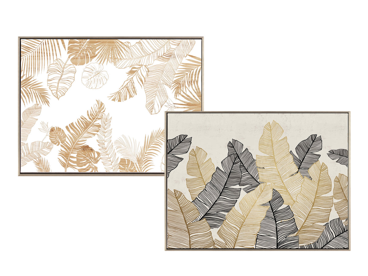Set 2 Leafy Wall Art 80cm