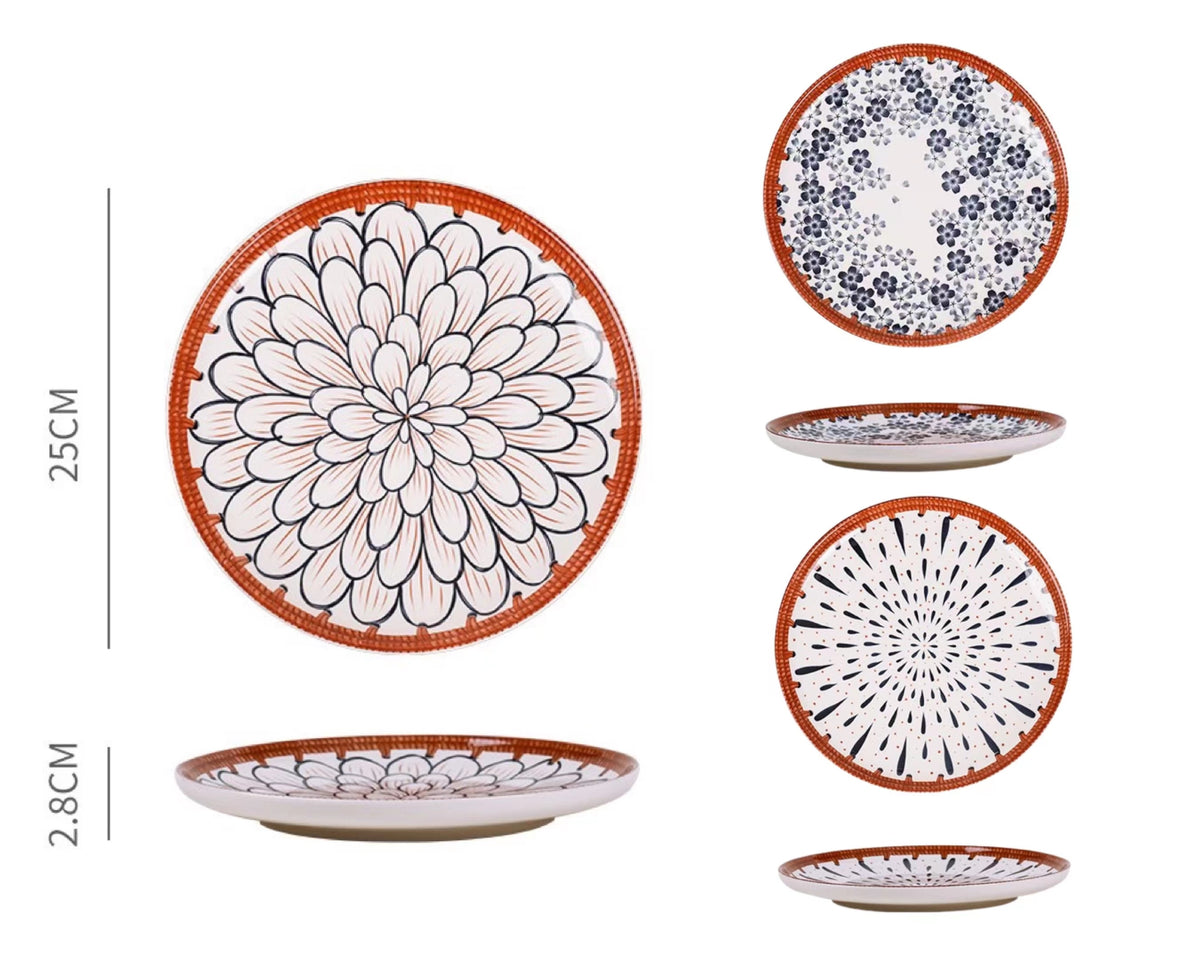 bulk 12 Oriental Special Glazed Round Plate 25cm