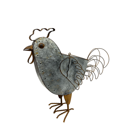 Rustic Chicken Planter Holder w/ Handle 55x46cm - Image 2