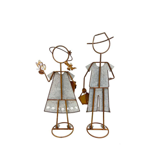Set 2 Farm Kids - Girl W Pot Planter Assorted 30x80cm - Image 2