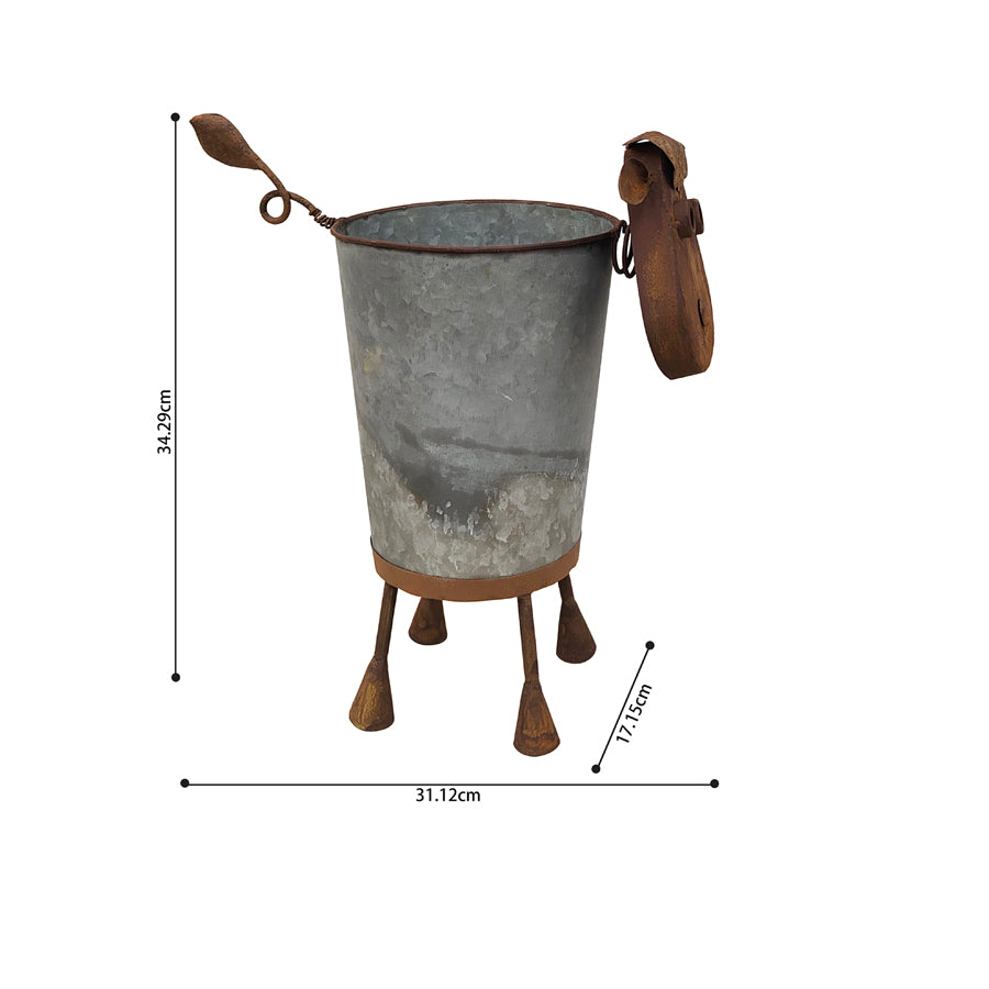 Rusty Sheep Planter W Galv Pot 31x34cm - Image 5