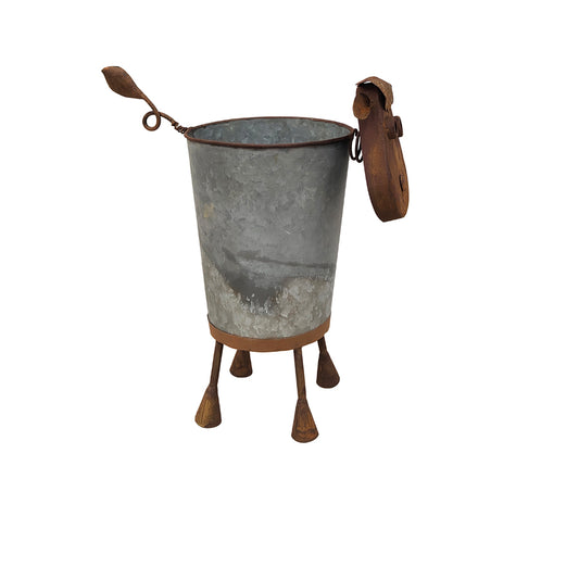 Rusty Sheep Planter W Galv Pot 31x34cm - Image 2