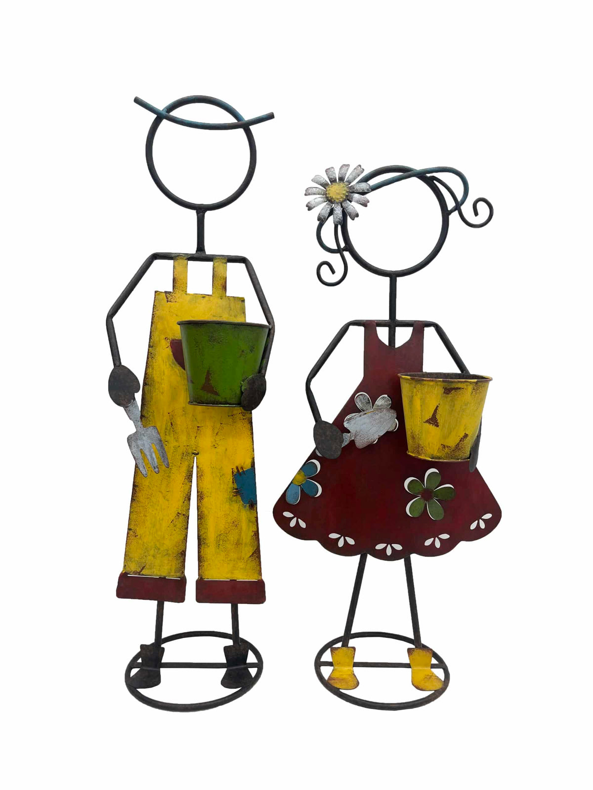 Set 2 Asst Colourful Farm Kid Planters 82cm, 72cm
