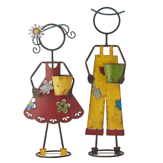 Set 2 Asst Colourful Farm Kid Planters 82cm, 72cm