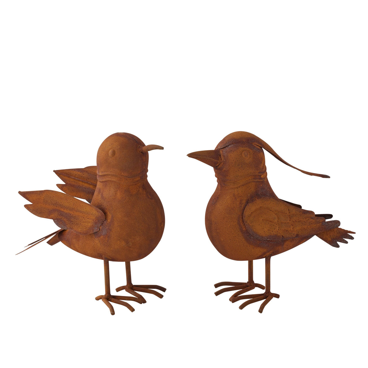 Set 2 Asst Rust Decorative Birds 19cm