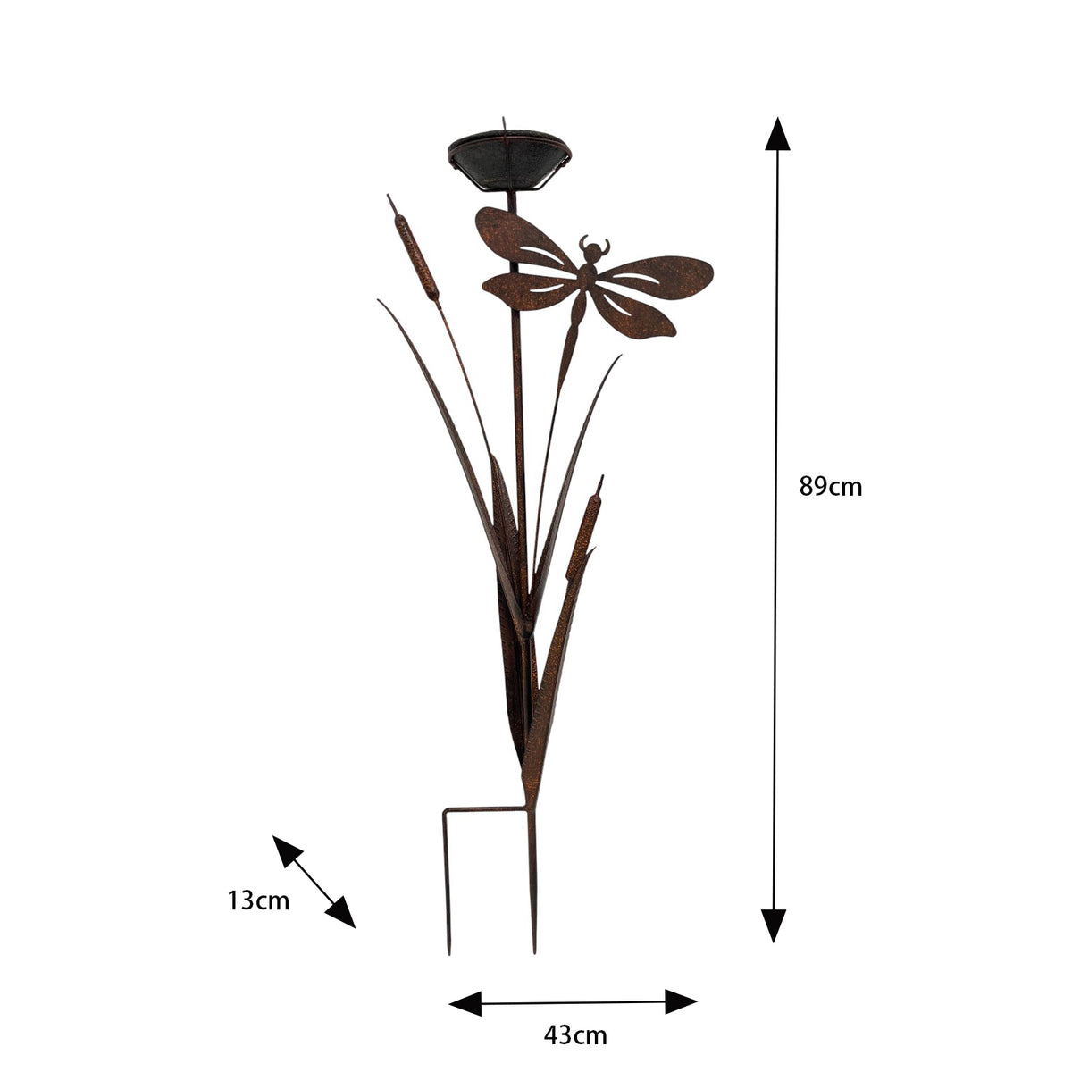 Bulrush & Dragonfly Garden Stake w Birdfeeder 89cm - Image 5