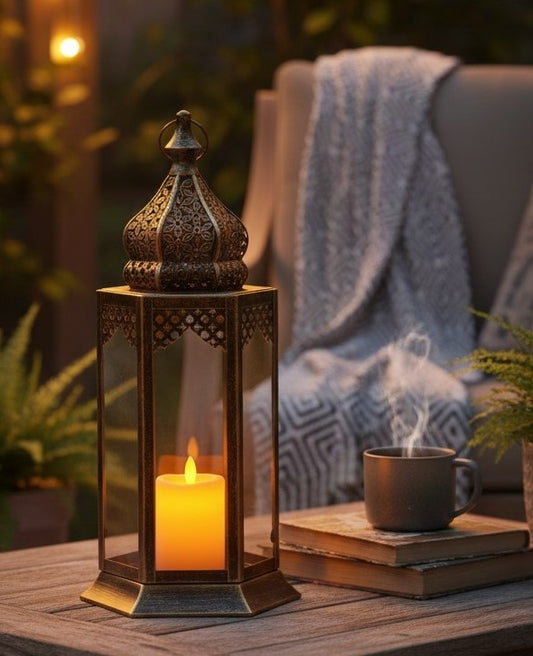 Moroccan Lantern Antique Look Metal 49cm