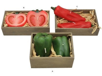 ## Two Tomato Shape Candles in Tray (4/36)
