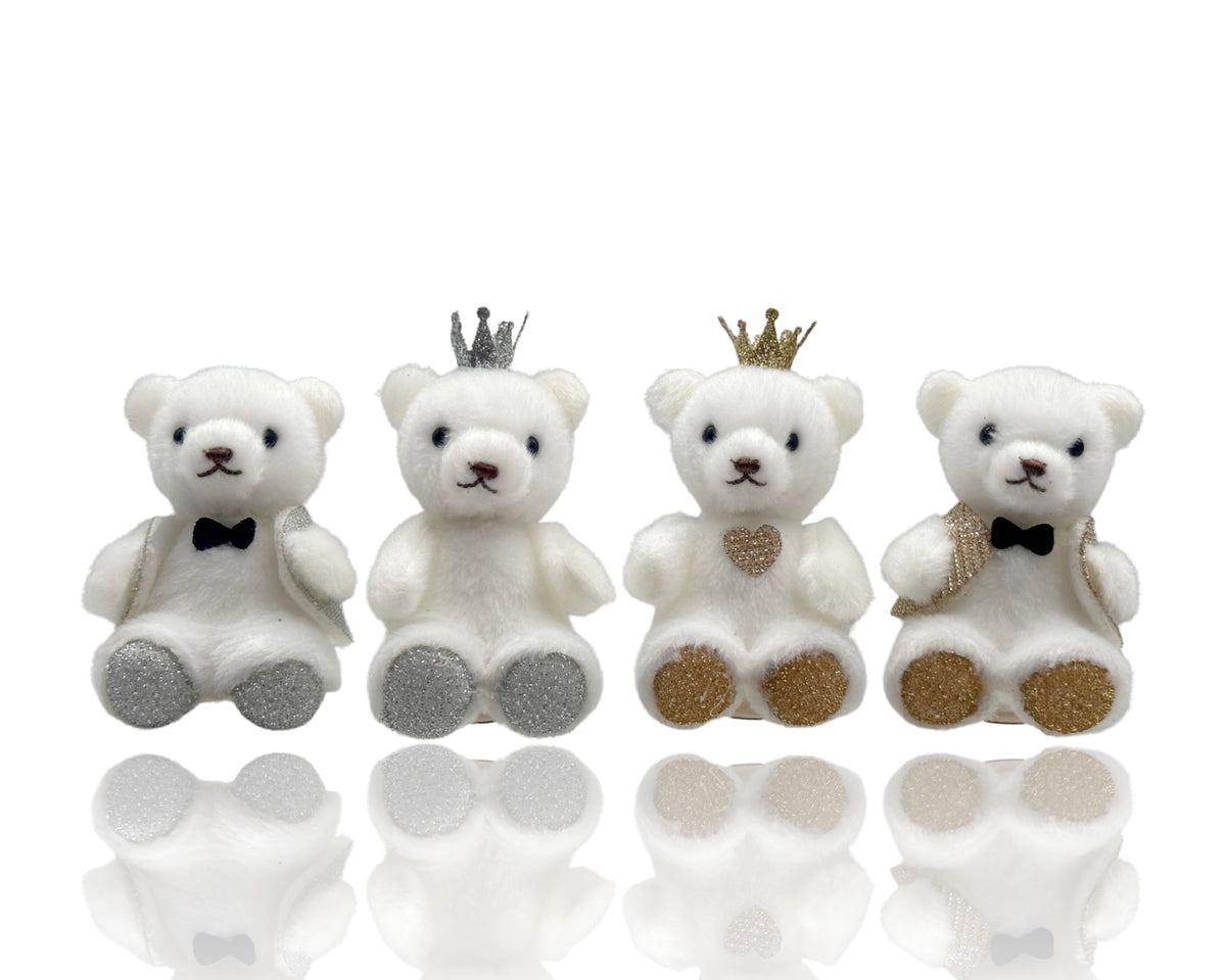 bulk 24 Xmas Gold/Silver Teddy Bear Sitting 7cm