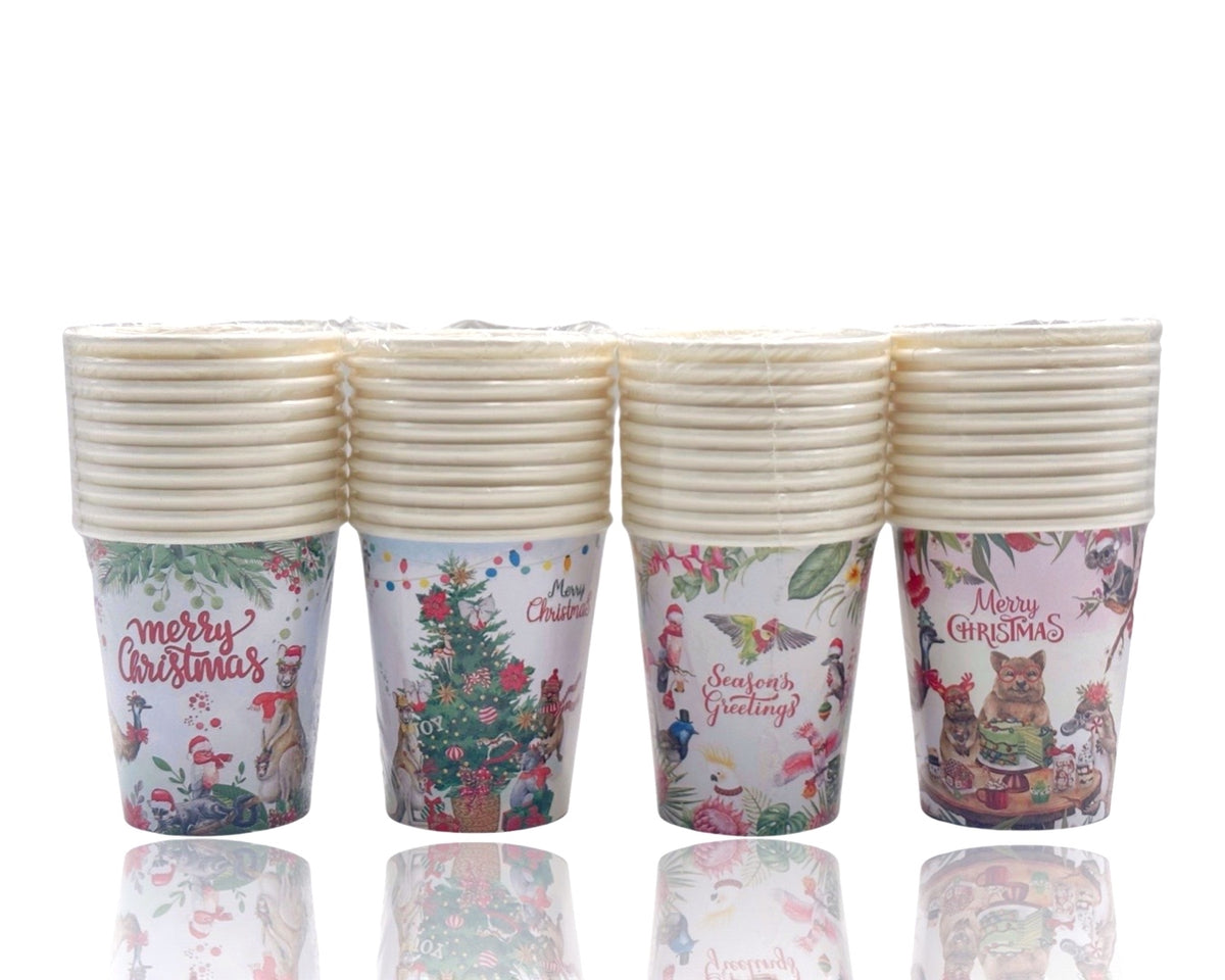 bulk 480 Outback Xmas Paper Cups 250ml
