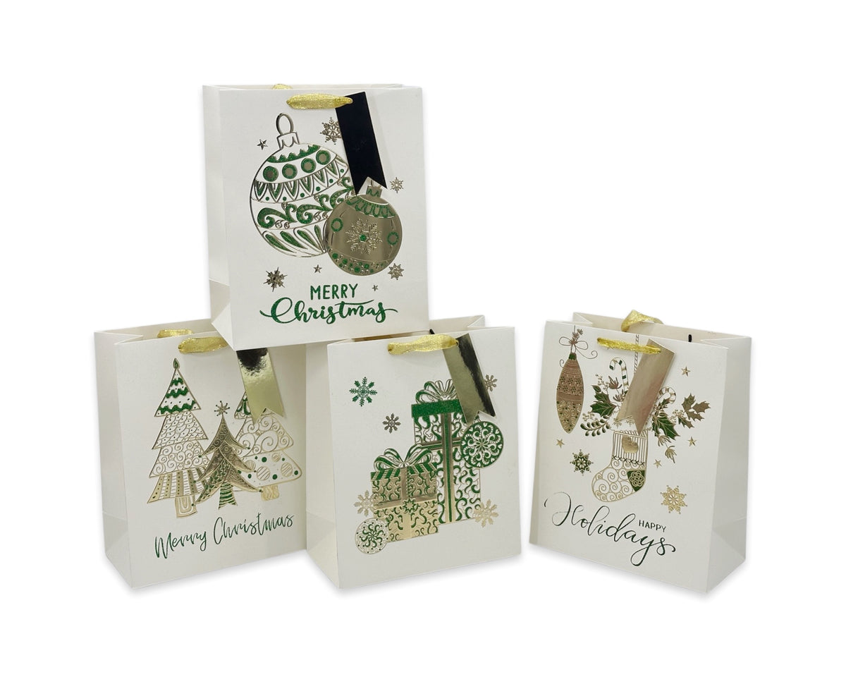 bulk 48 Dazzling & Foiled Xmas Gift Bag Bottle 36cm