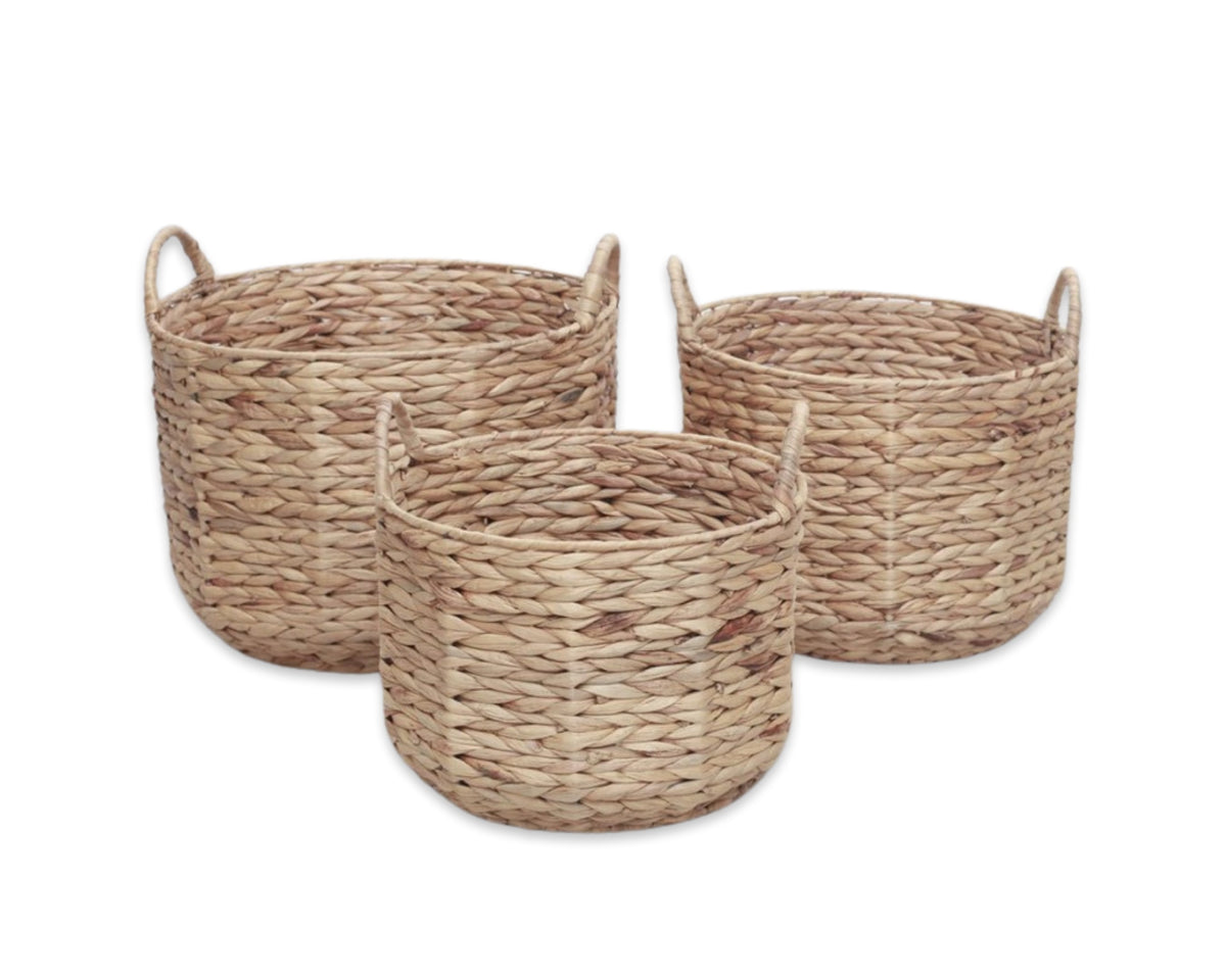 Set 6 Water Hyacinth Basket Round 3 Sizes 42cm