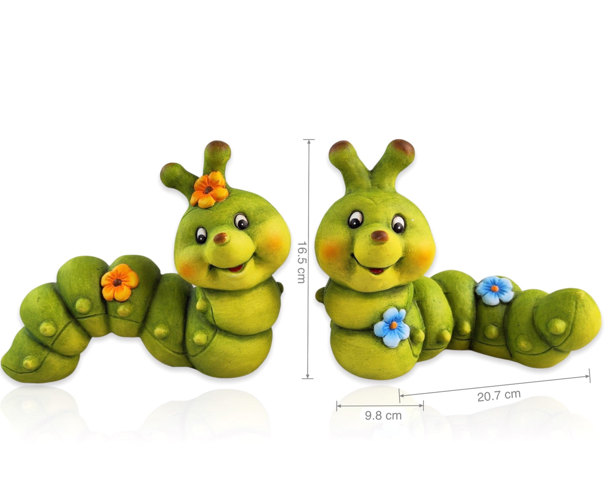Set 2 Terracotta Caterpillar Ornament 18cm