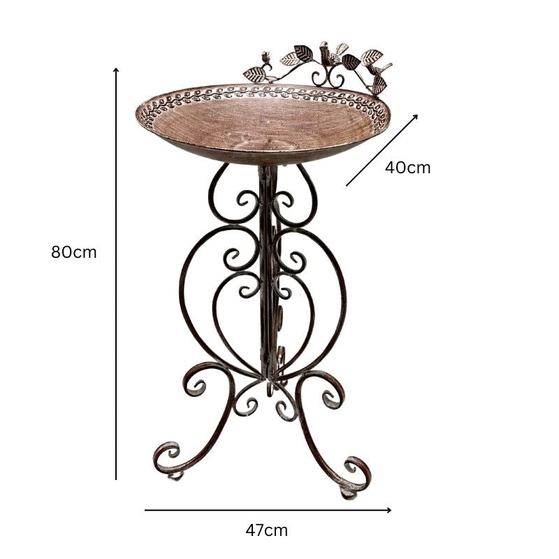 Leafy Birdbath / Bird Feeder w Embellished Legs 80cm - Image 5