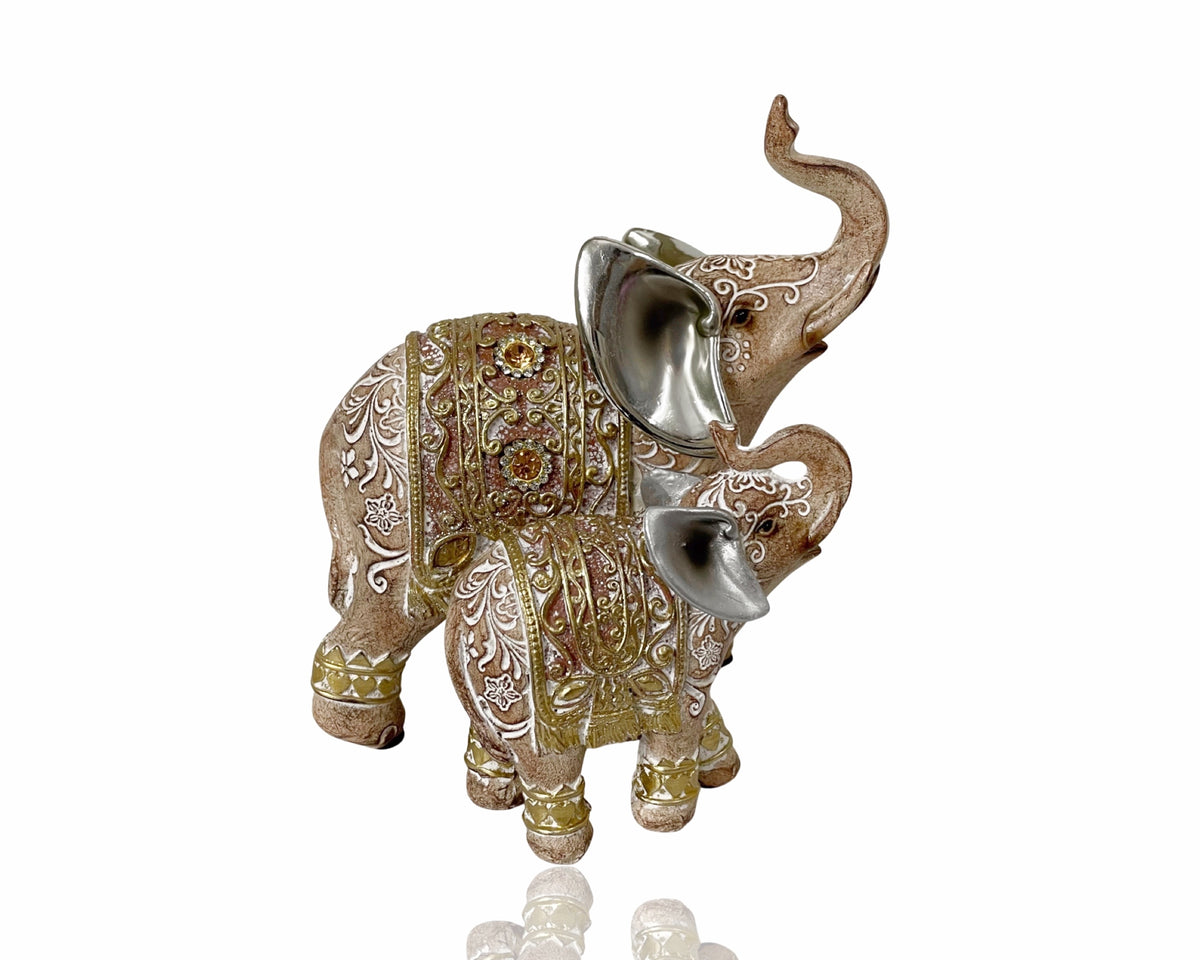 Elephant Mum & Baby Ornament 15cm